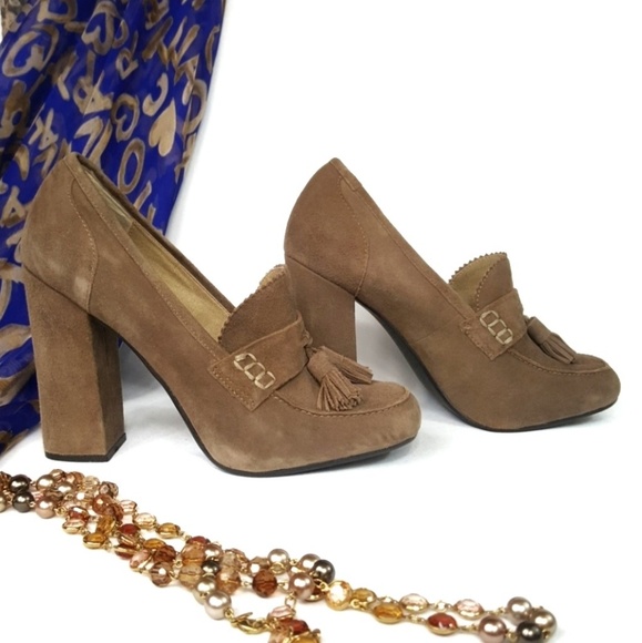 Levity Shoes - Levity Naomi Tan Suede Heel with Tassels